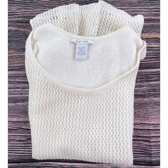 Joan Vass Sz 2 Ivory Linen Cotton Layered Open Knit Sweater Blouse Women Rare - Picture 5 of 7